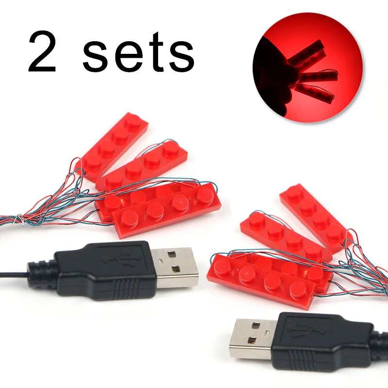 2 Sets 4 in 1 Led Light Set Building Block City 1X4 Street Ceiling Light Lamp Model Decoration USB House DIY Toys Fit