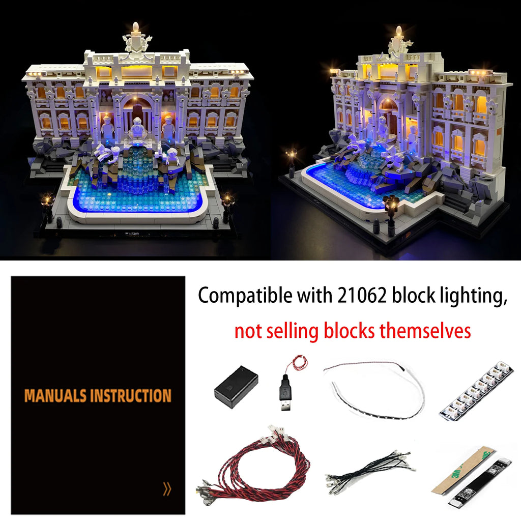 LYBMTWF LED Light Kit Compatible with Lego 21062 Trevi Fountain Building Blocks (NOT Include the Model Bricks)