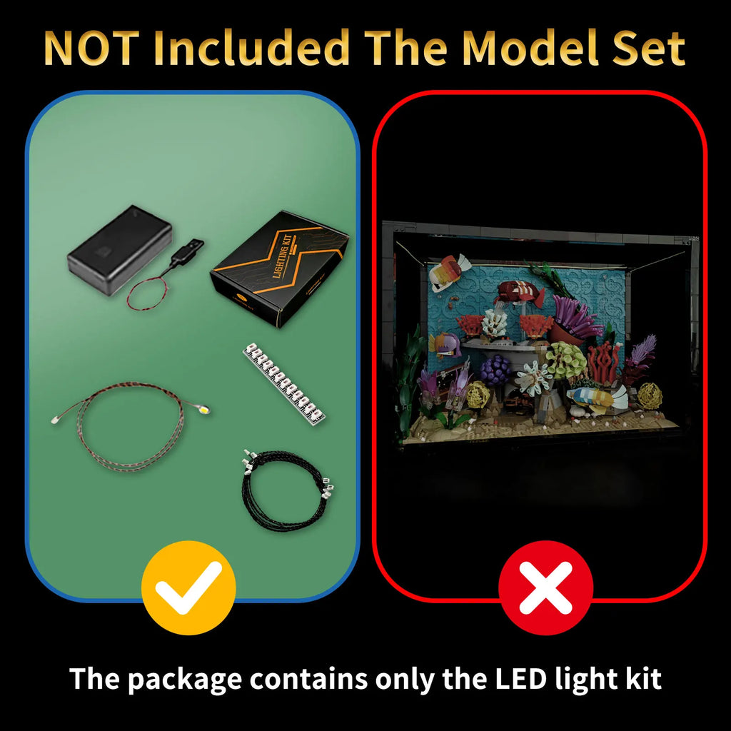 LYBMTWF LED Lighting Kit Compatible with Lego 10366 Tropical Aquarium，Diy Light Kit (NOT Include the Building Bricks)
