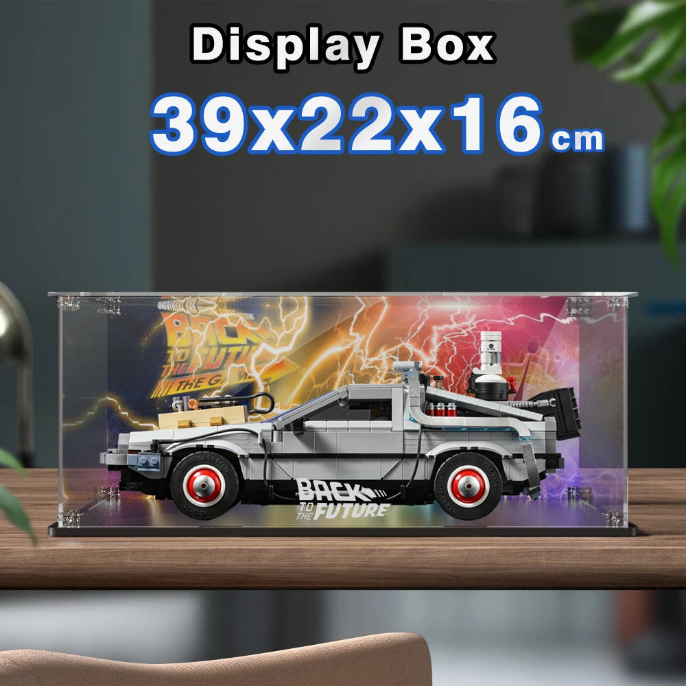 Acrylic Display Box for Lego 10300 Back to the Future Time Machine Dustproof Clear Display Case (Lego Set Not Included）