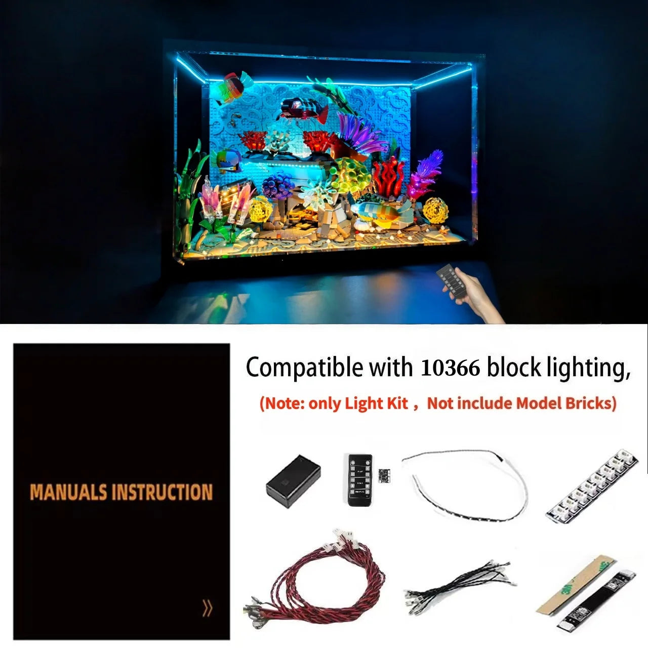 LYBMTWF LED Lighting Kit Compatible with Lego 10366 Tropical Aquarium，Diy Light Kit (NOT Include the Building Bricks)