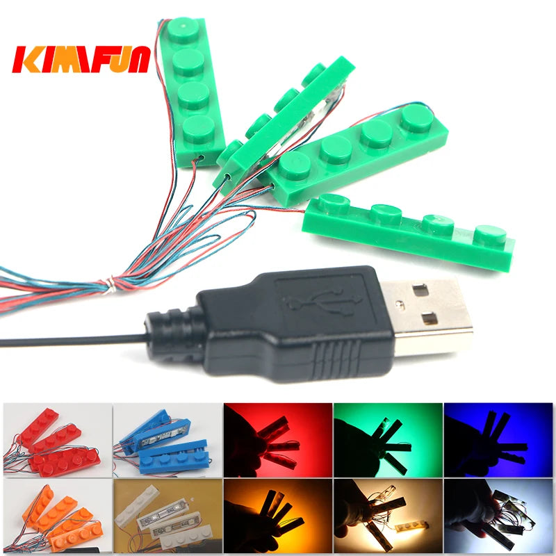 2 Sets 4 in 1 Led Light Set Building Block City 1X4 Street Ceiling Light Lamp Model Decoration USB House DIY Toys Fit