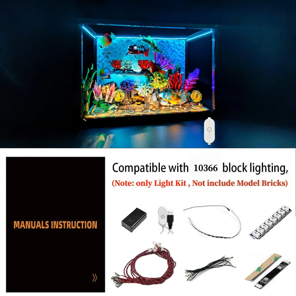 LYBMTWF LED Lighting Kit Compatible with Lego 10366 Tropical Aquarium，Diy Light Kit (NOT Include the Building Bricks)