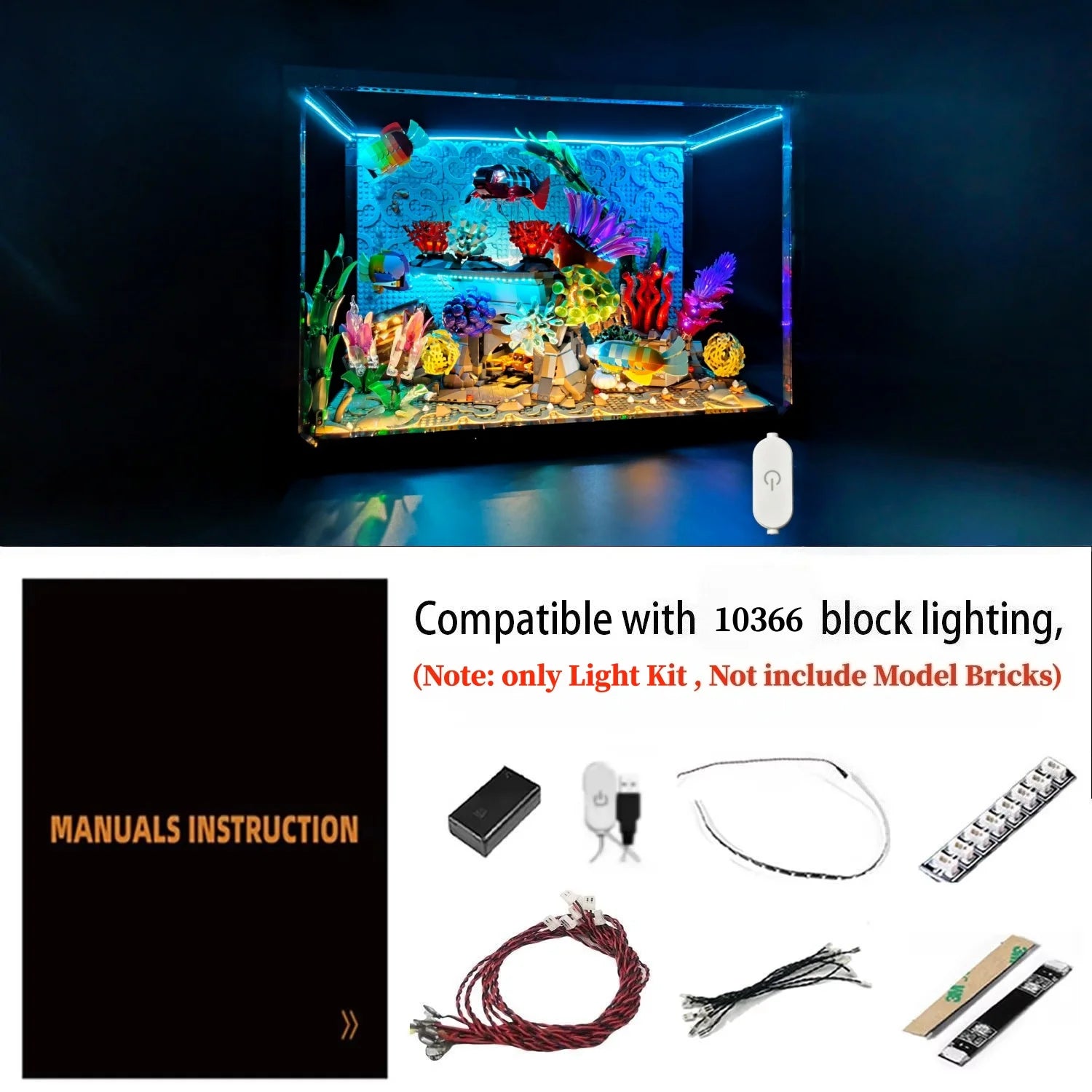 LYBMTWF LED Lighting Kit Compatible with Lego 10366 Tropical Aquarium，Diy Light Kit (NOT Include the Building Bricks)