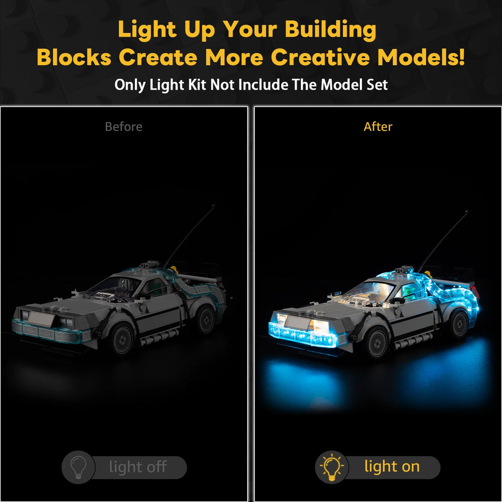 LED Light Kit Suitable for Lego Time Machine from Back 77256 Building Blocks Decorative Lamp Not Include Lego Building