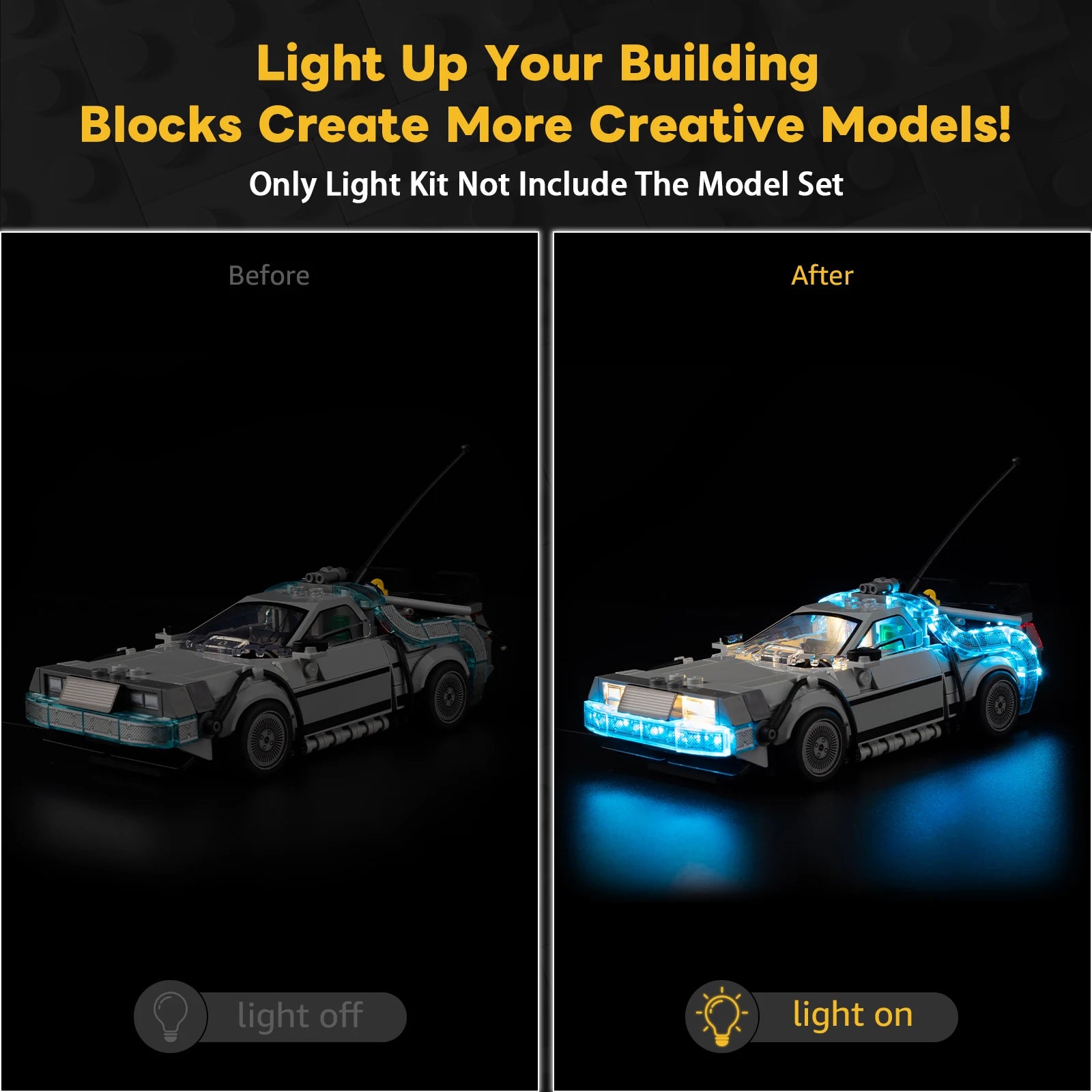 LED Light Kit Suitable for Lego Time Machine from Back 77256 Building Blocks Decorative Lamp Not Include Lego Building