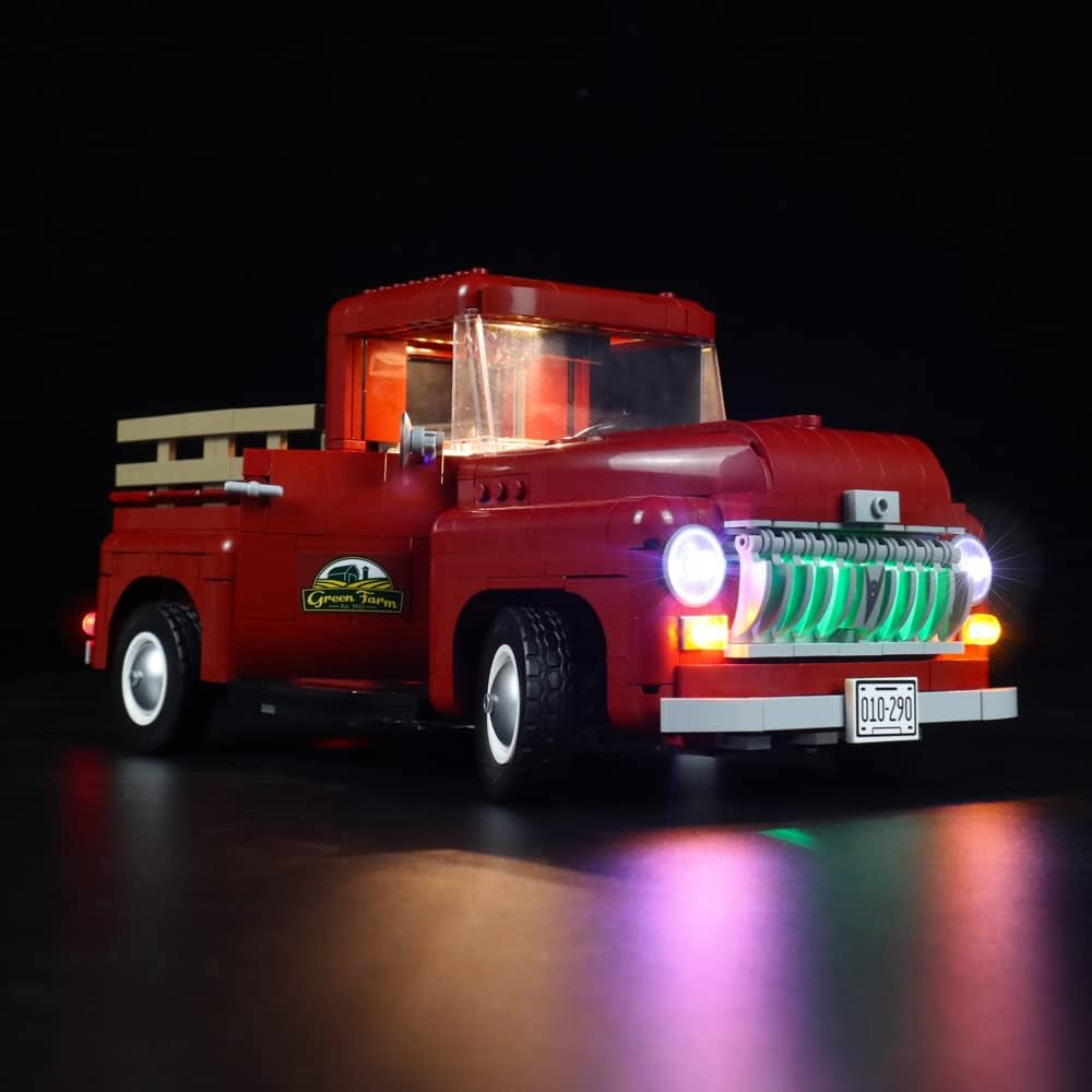Colorful Led Lighting Kit for Lego Pickup Truck 10290 Light Kit for Lego Vintage 1950S Pickup Truck Light Set Compatible with Lego 10290 (NOT Included the Lego Sets)