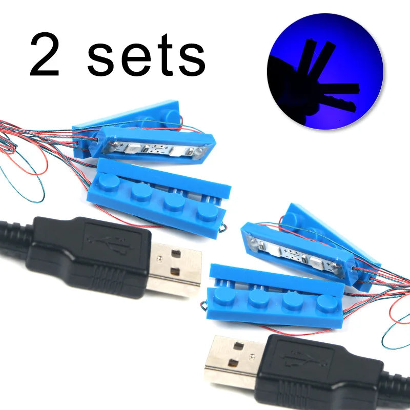 2 Sets 4 in 1 Led Light Set Building Block City 1X4 Street Ceiling Light Lamp Model Decoration USB House DIY Toys Fit