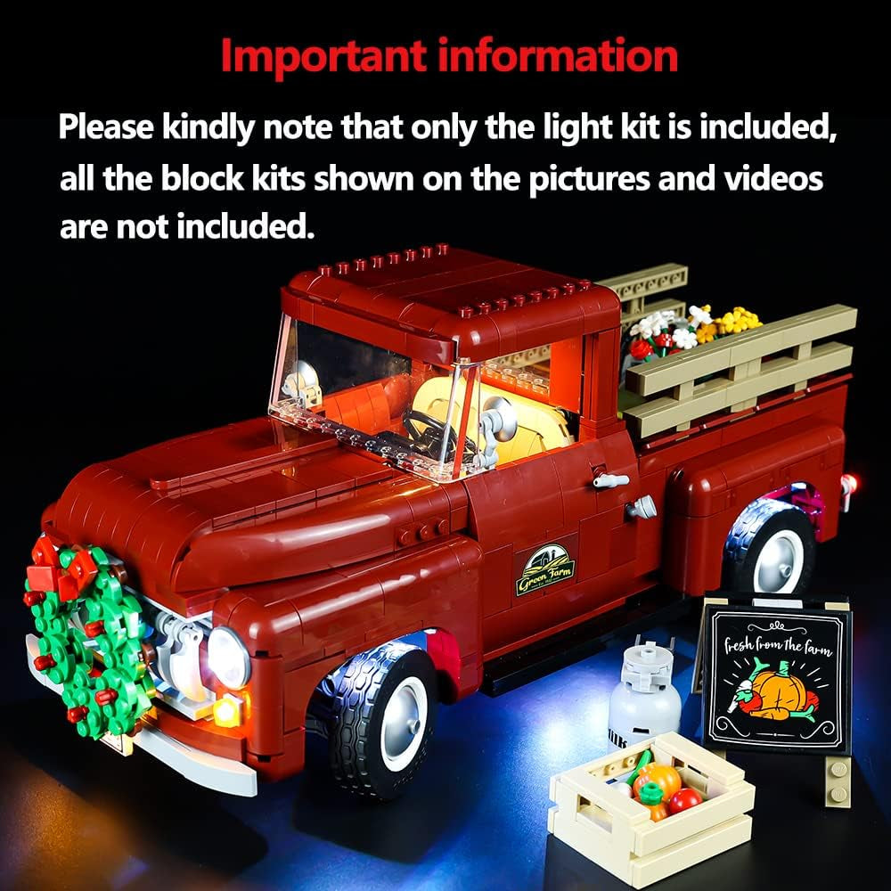 LED Light Kit Compatible with Lego Set 10290, Lighting Accessories Compatible with Creator Pickup Truck, Lights Only (Model Not Included), RC Version